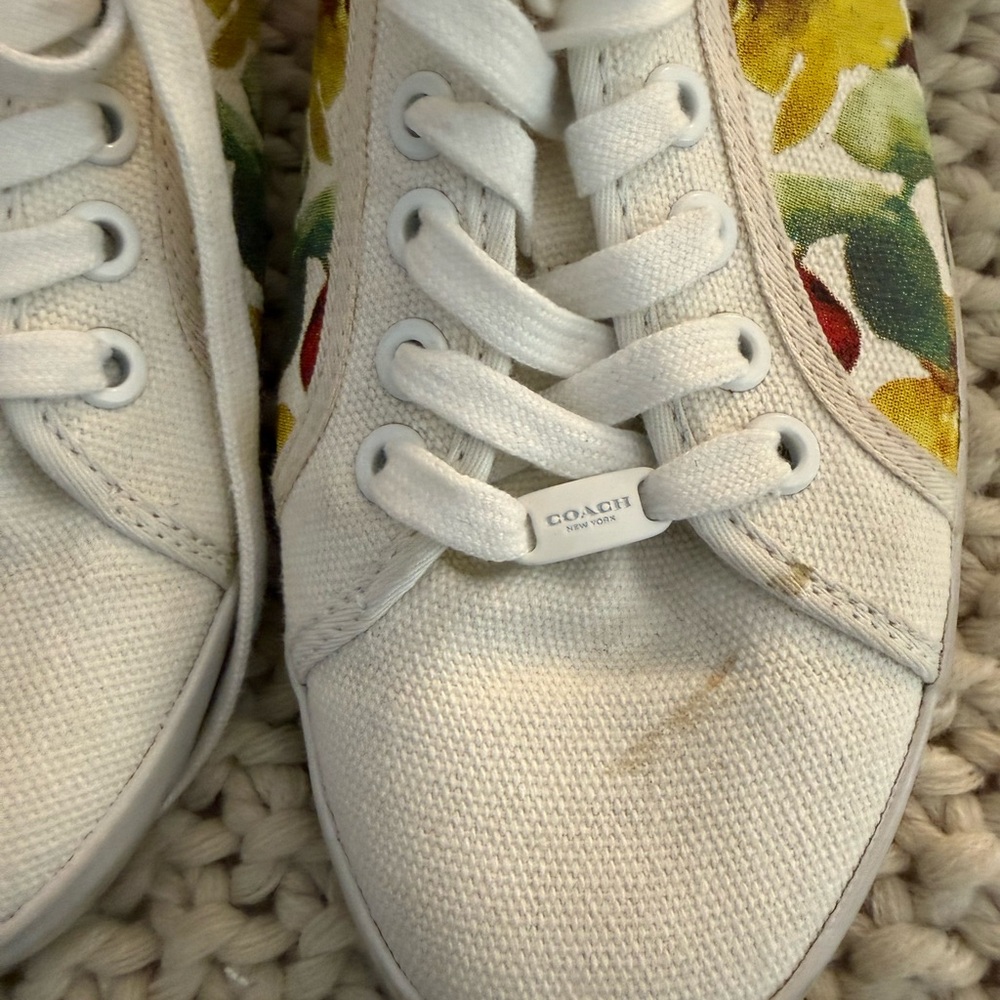 Coach White Floral Canvas Sneakers - Picture 14 of 15